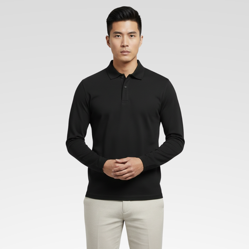 Camisa Polo Masculina - Manga Longa Premium