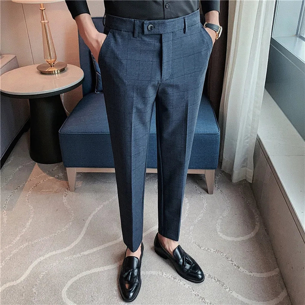 Calça Alfaiataria Masculina - Azul/Cinza