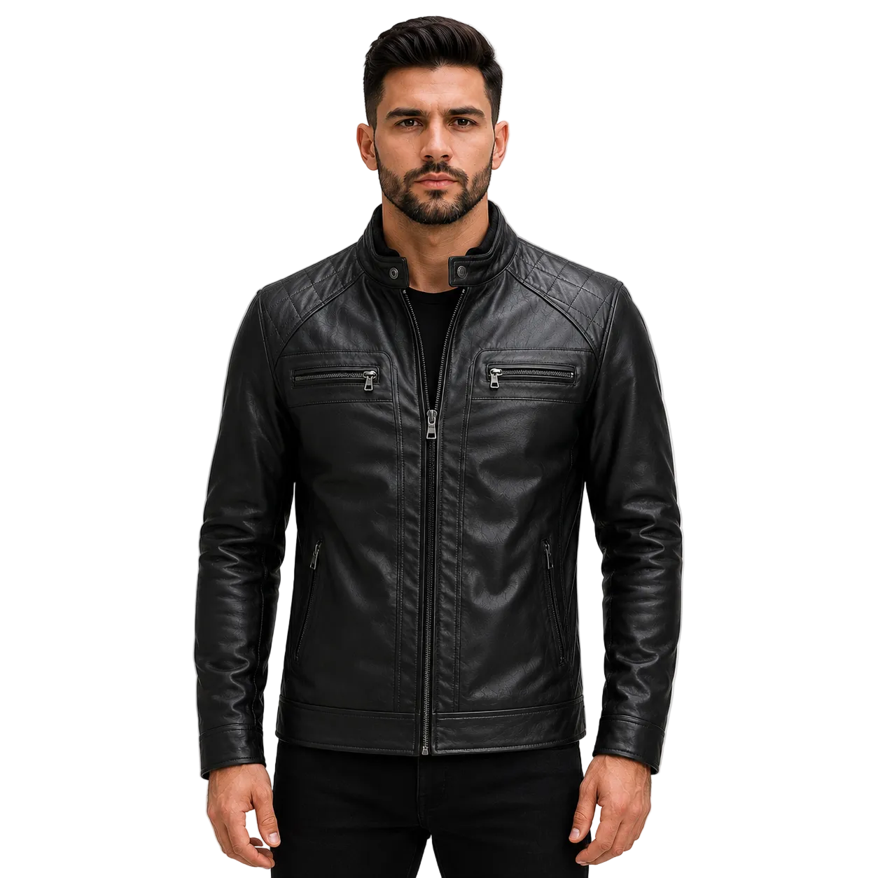 Jaqueta Masculina de Couro Slim - Vanguard