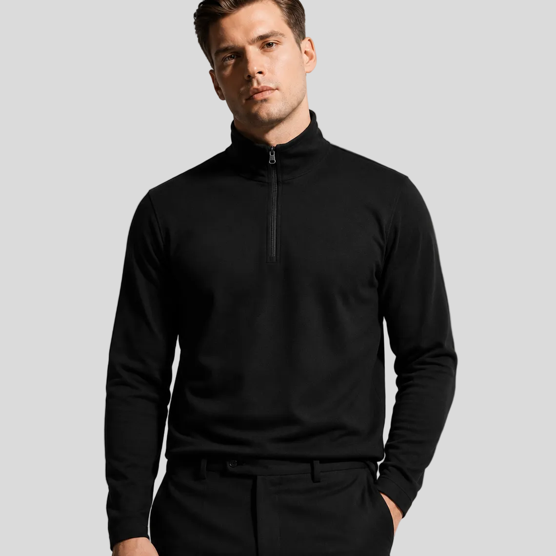 Suéter Masculino - Gola Alta com Zíper