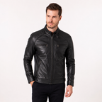 Jaqueta Masculina de Couro Slim - Vanguard