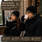 Conjunto de Inverno - Touca Térmica, Gola Cachecol e Luvas Touch (Forradas de Lã)