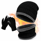 Conjunto de Inverno - Touca Térmica, Gola Cachecol e Luvas Touch (Forradas de Lã)