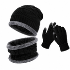 Conjunto de Inverno - Touca Térmica, Gola Cachecol e Luvas Touch (Forradas de Lã)