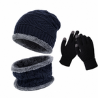 Conjunto de Inverno - Touca Térmica, Gola Cachecol e Luvas Touch (Forradas de Lã)