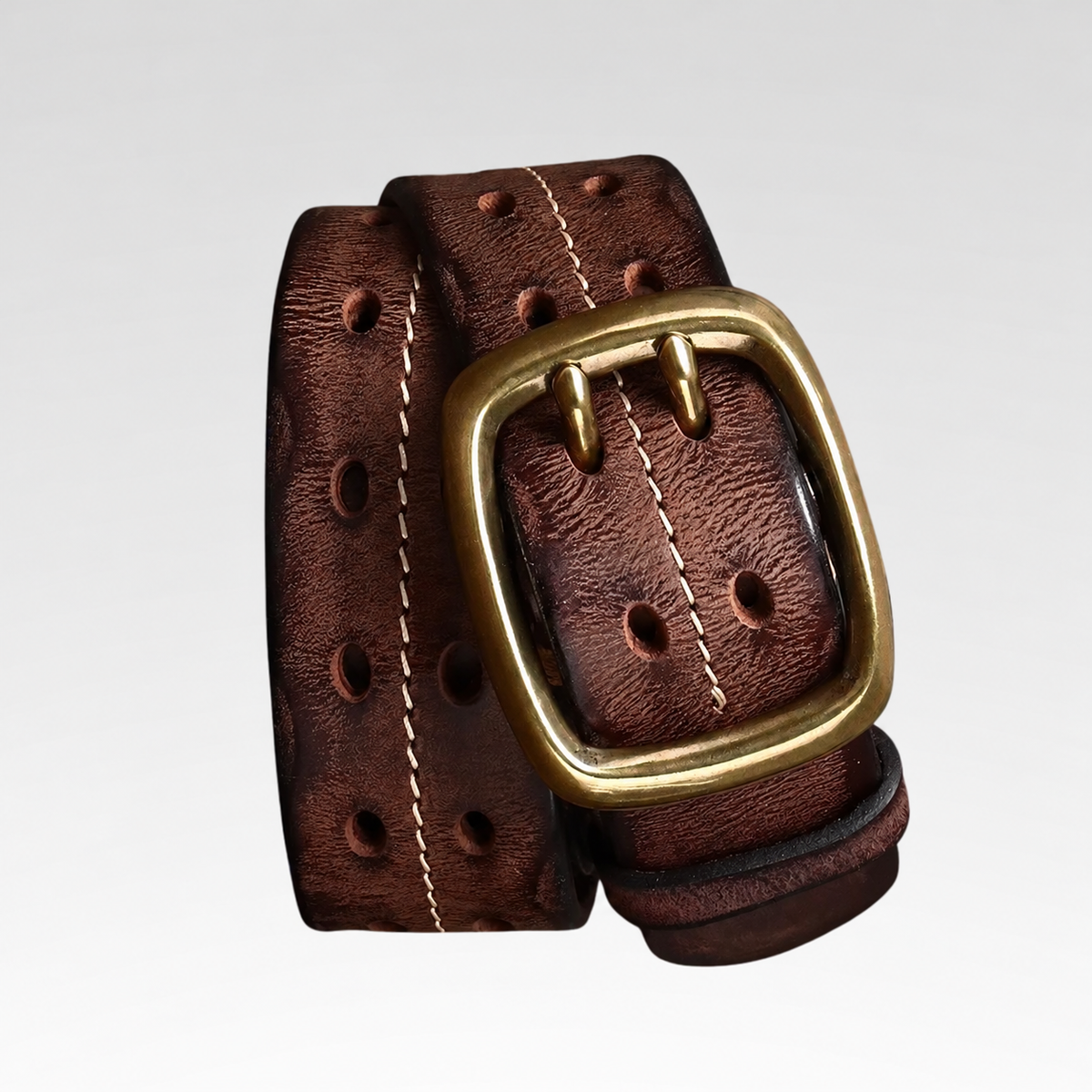 Cinto Masculino de Couro - Artesanal — fundo cinza Rivello