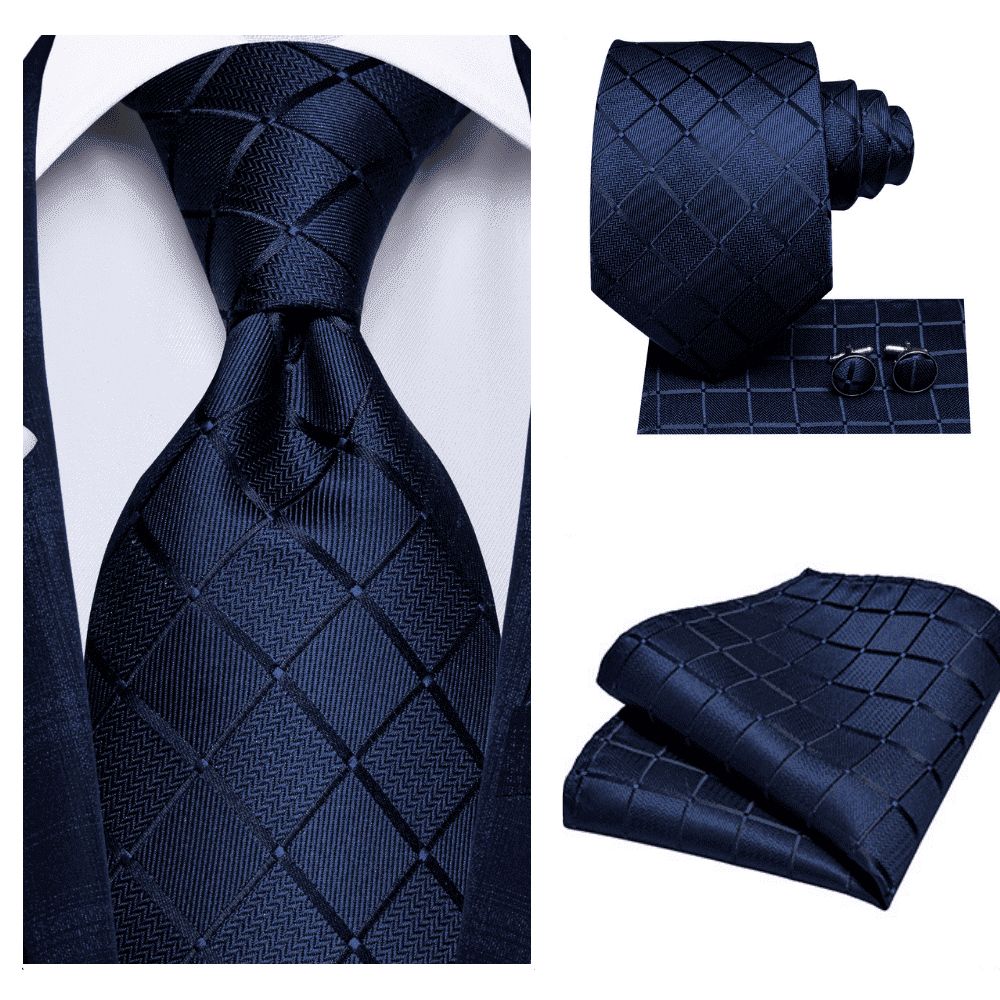 Kit Gravata em Seda com Lenço - Livorno - cor Azul