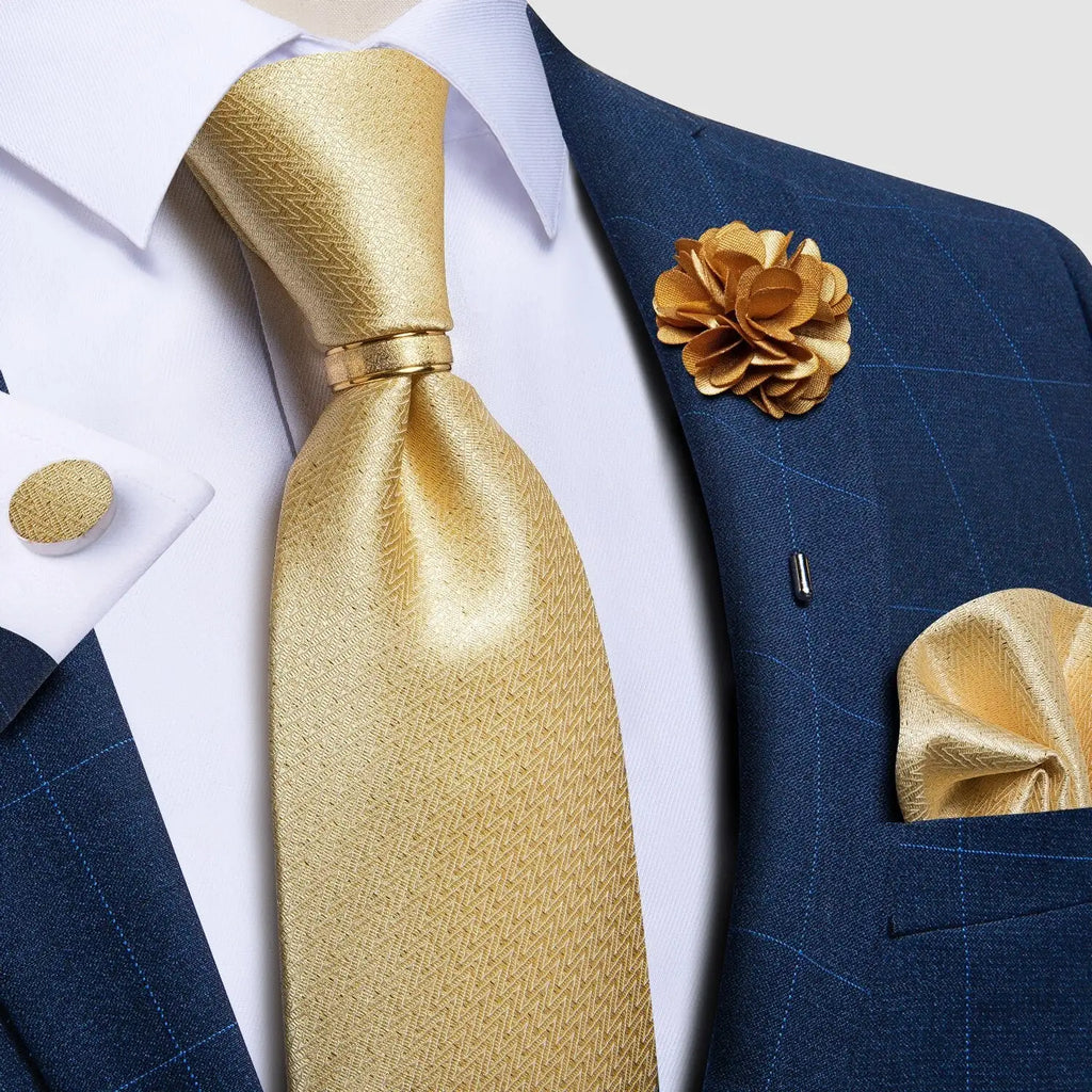 Kit Gravata em Seda - Messina - cor Dourado