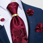 Kit Gravata Estampada em Seda - Siracusa - cor Marsala