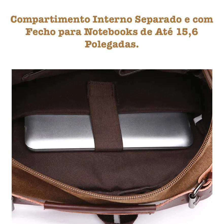Mochila Executiva de Lona e Couro - Assisi - foto 5