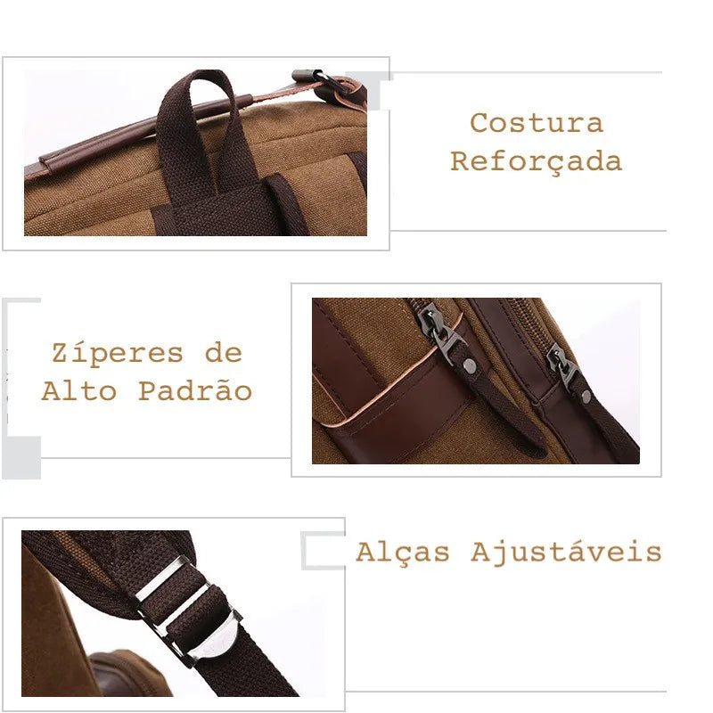 Mochila Executiva de Lona e Couro - Assisi - foto 6