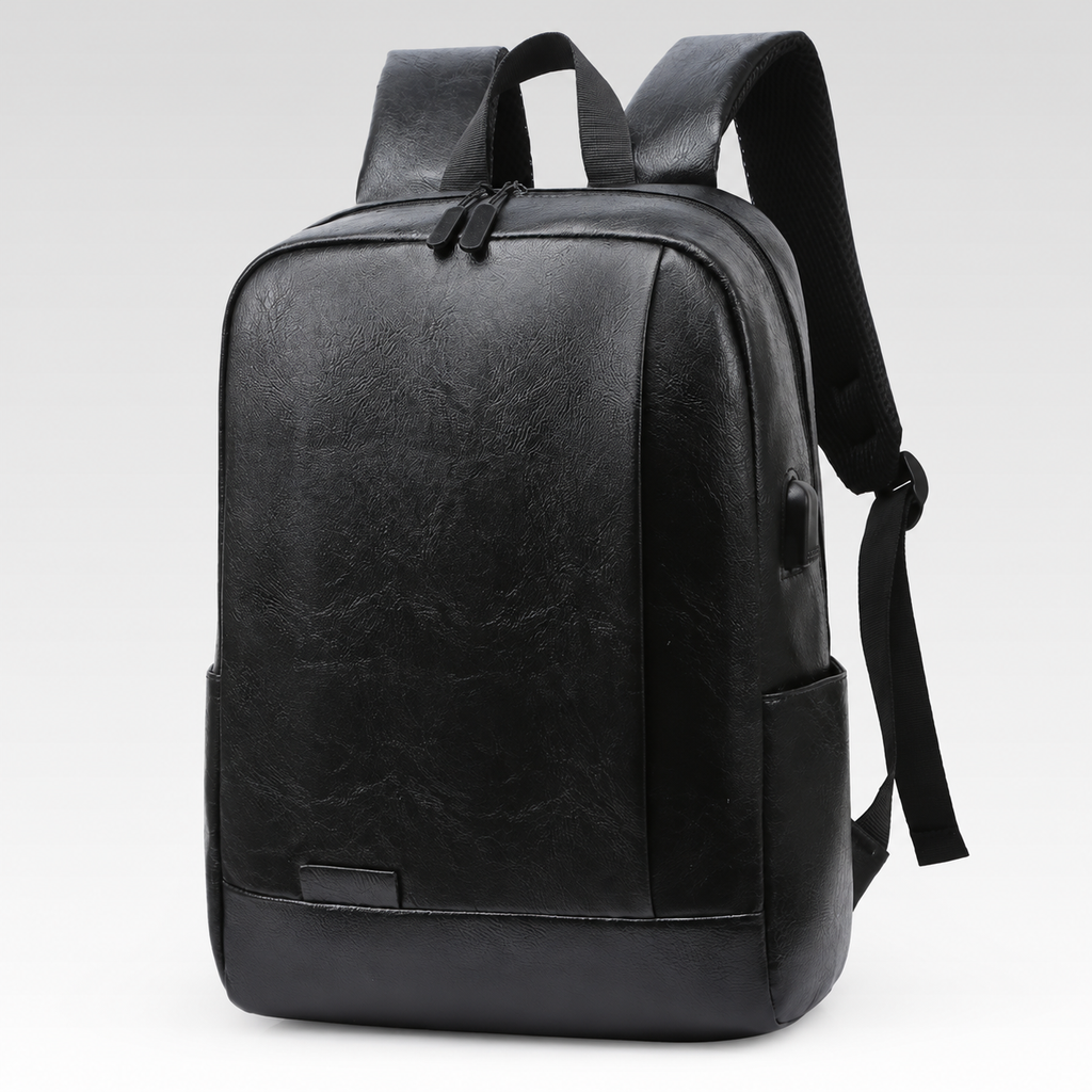 Mochila Executiva em Couro - Prato — fundo cinza Rivello