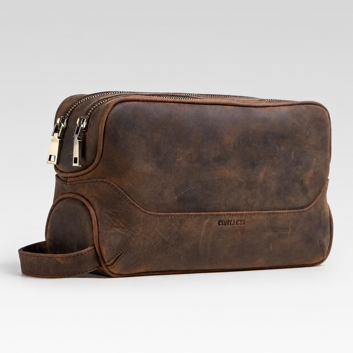 Nécessaire Masculina em Couro - Fabriano — fundo cinza Rivello
