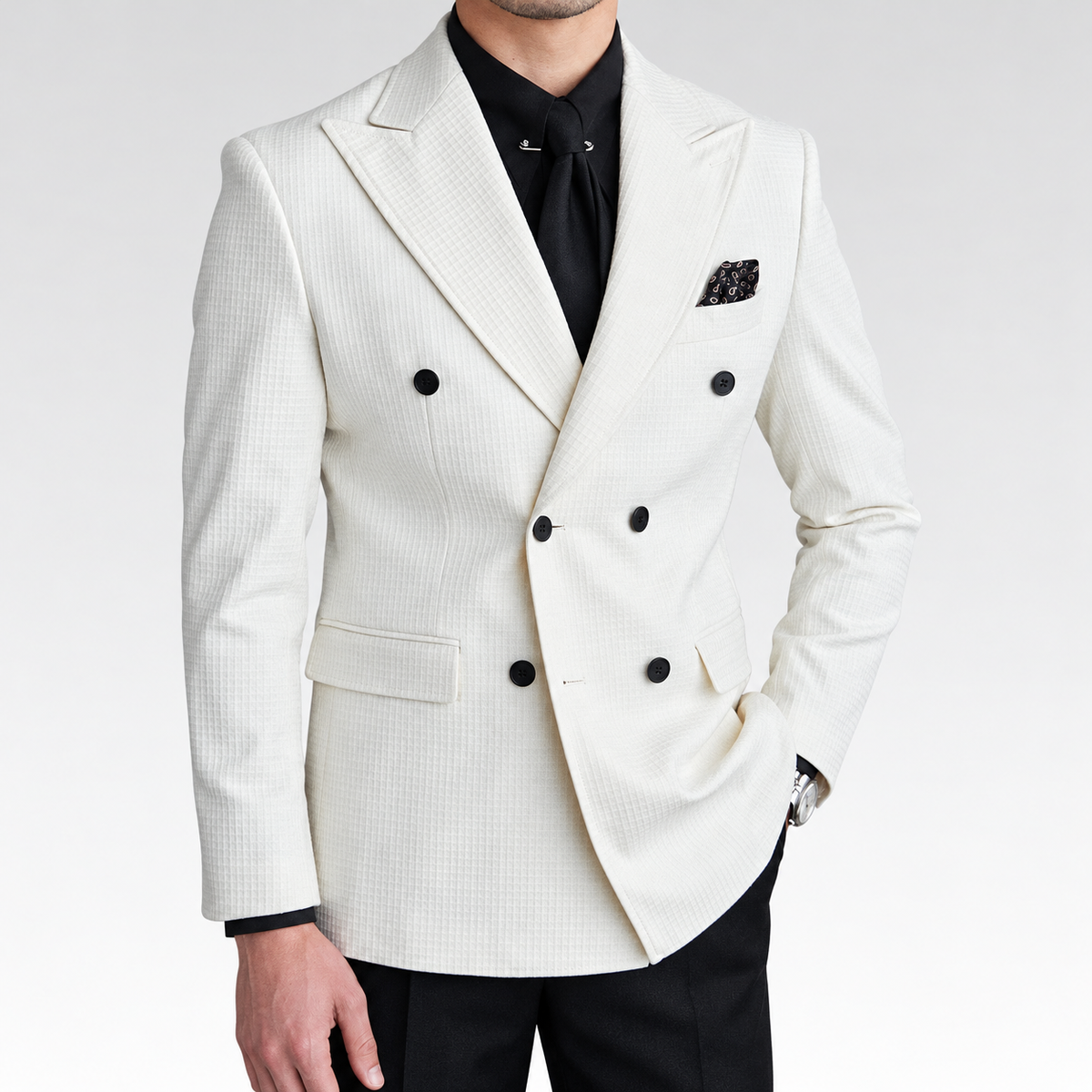 Blazer Masculino Transpassado - Geneva — fundo cinza
