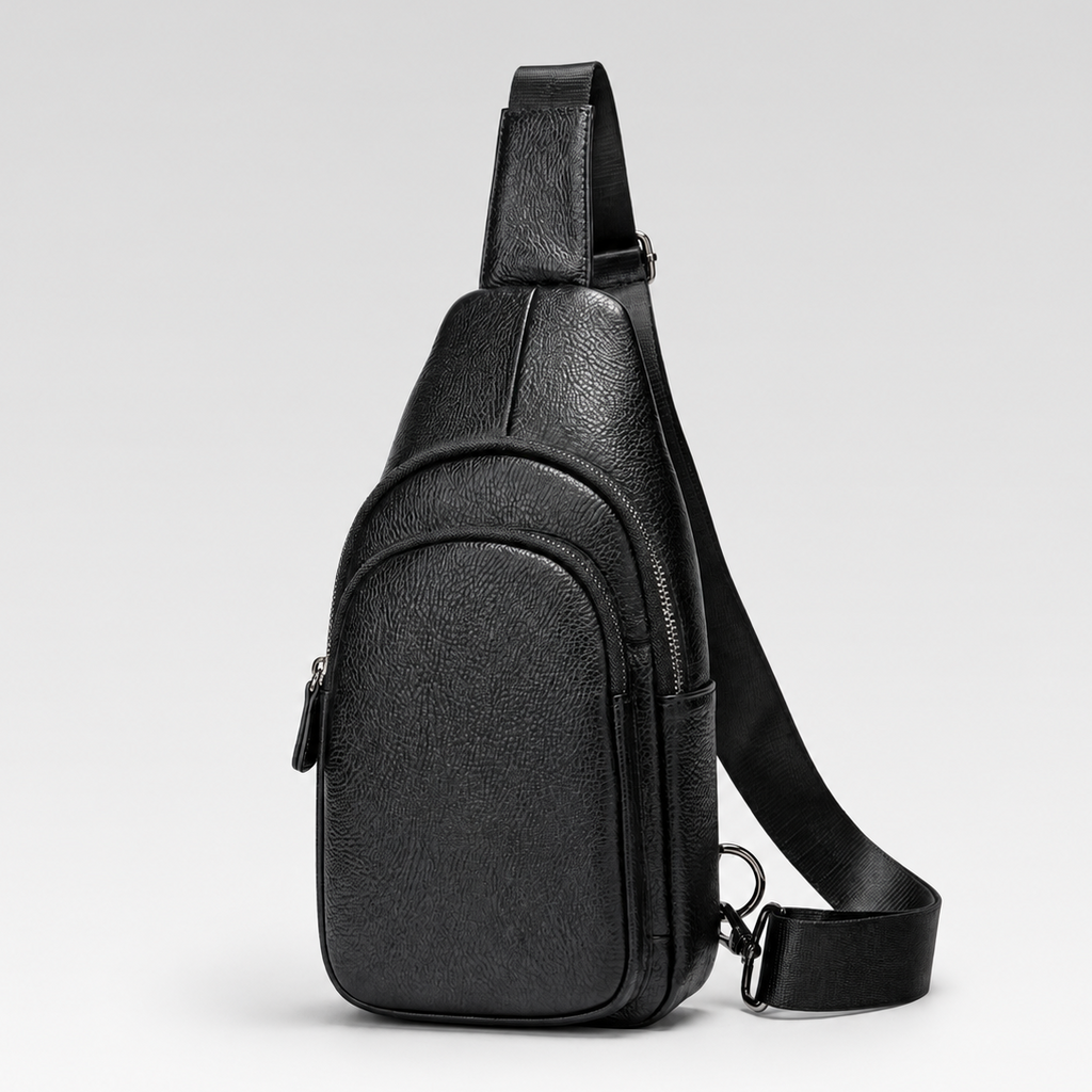Shoulder Bag Masculina em Couro - Lecce — fundo cinza Rivello