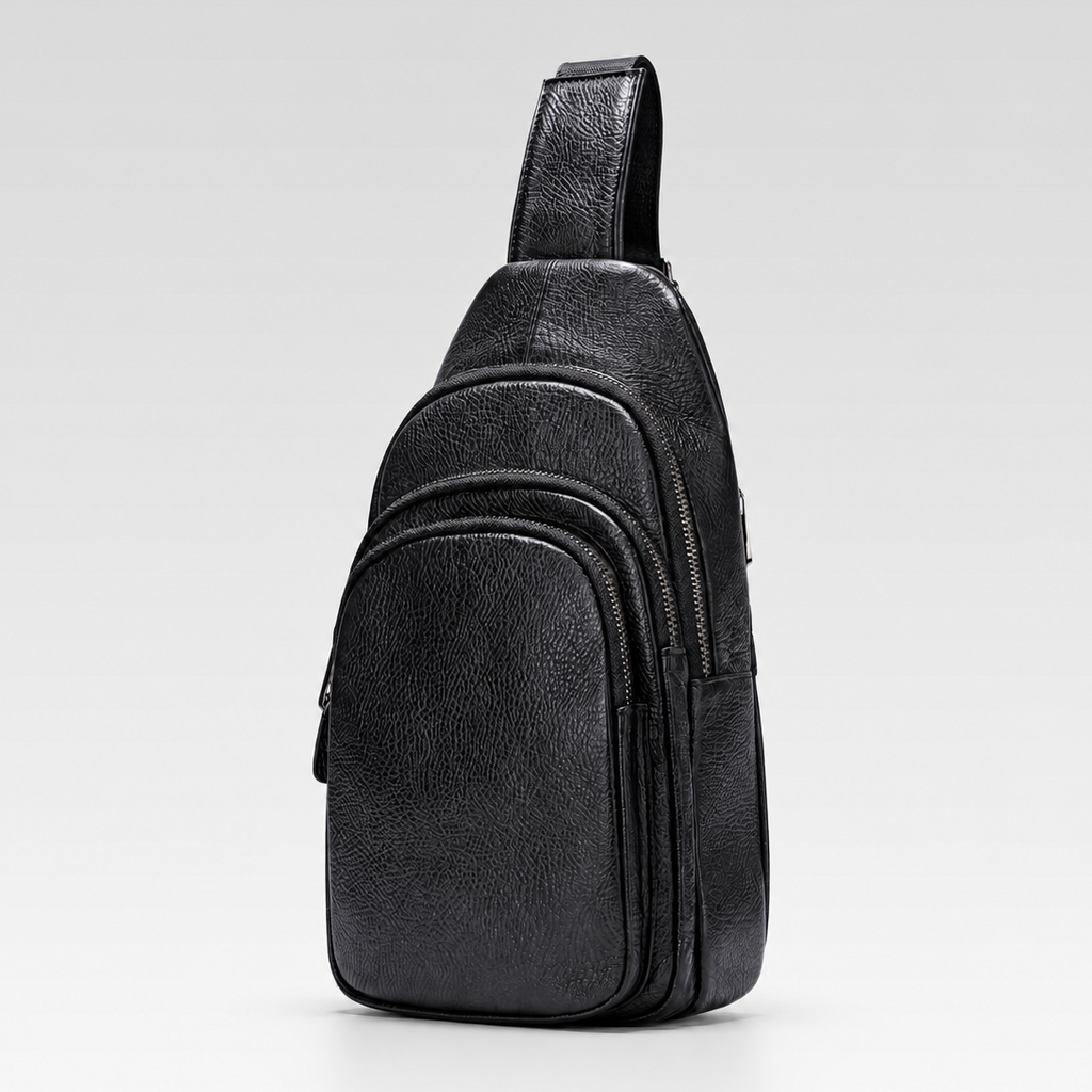 Shoulder Bag Masculina em Couro - Trani — fundo cinza Rivello