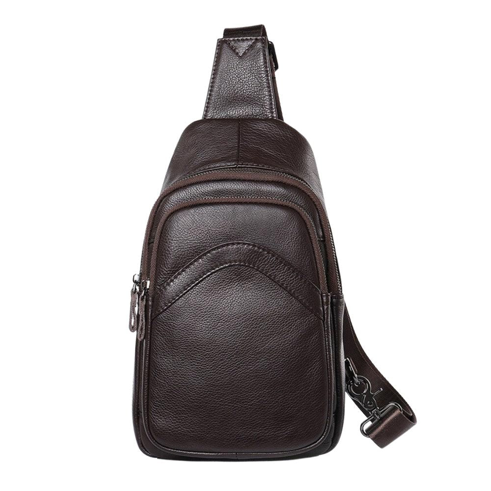 Shoulder Bag Masculina em Couro - Vasto - Café - foto 5
